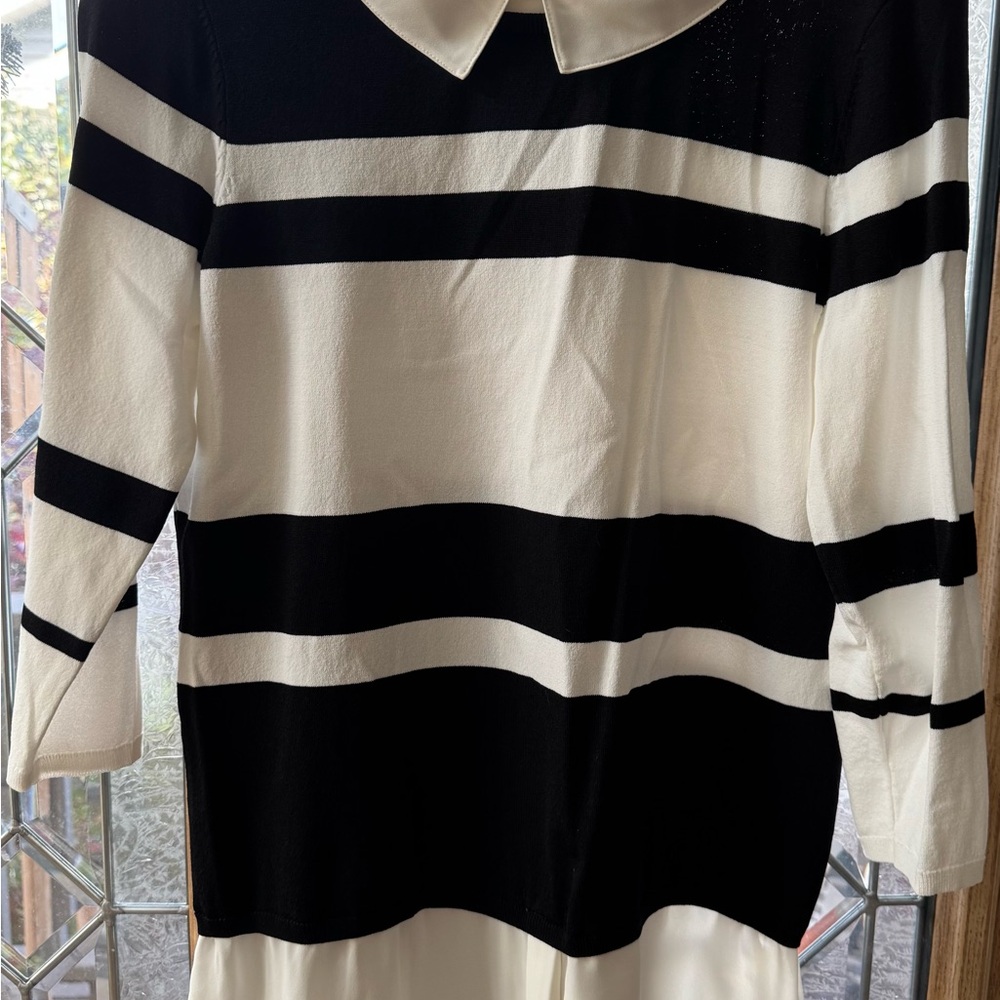 Black and White Striped Women's Sweater